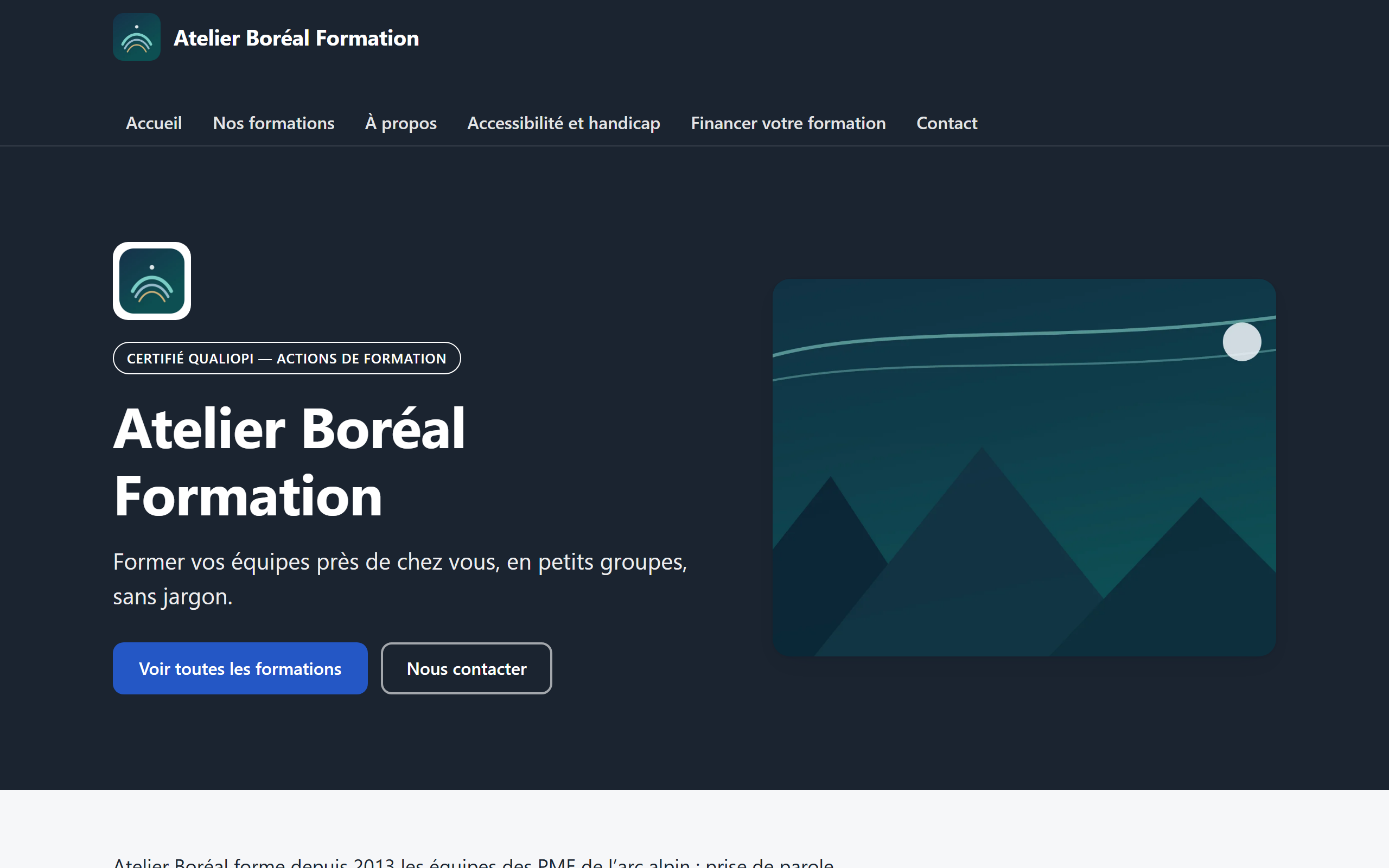 Accueil d’un site public d’organisme de formation, avec son catalogue
